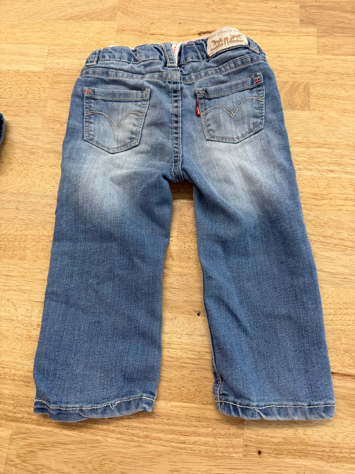 Levi's Heart Embroidered Jeans – 18M | Pink Elastic Waist Light Wash