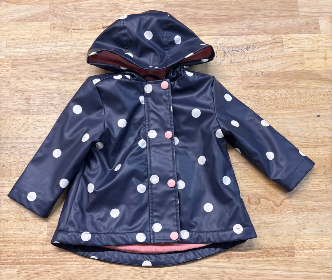 Joe Fresh Rain Coat – Size 6-12 M Navy Polka Dot