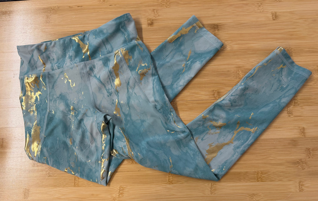 Old Navy Active Go Dry Leggings – L (10/12) | High Rise Gold & Blue