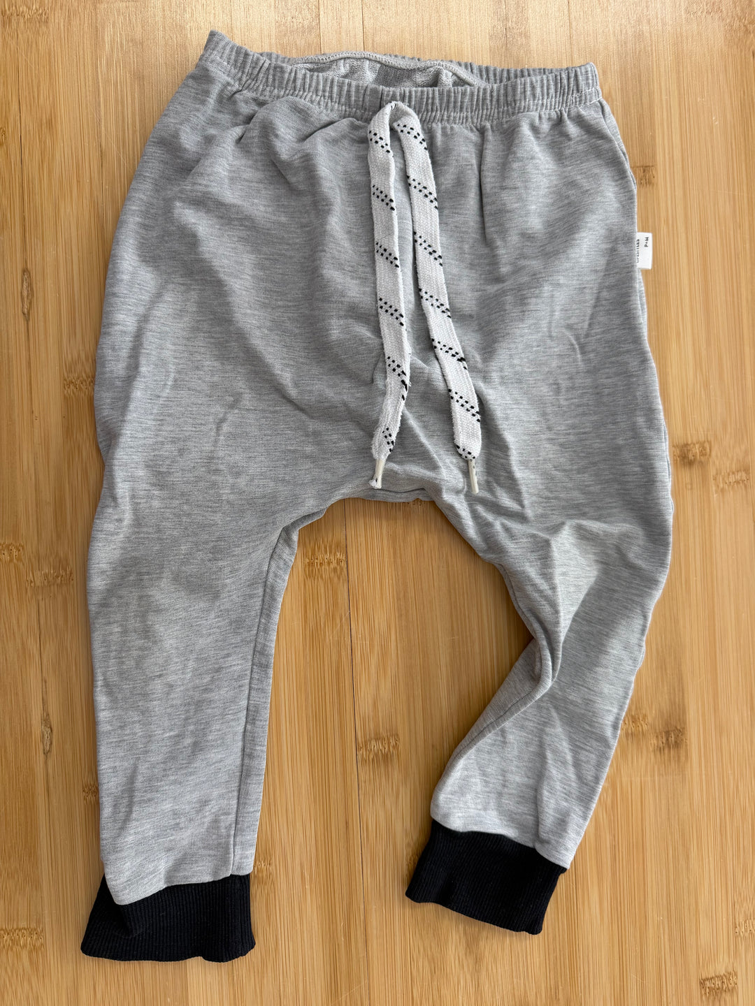 Portage and Maine Harem Pants – 18-24 Months | Light Grey with Black Cuffs