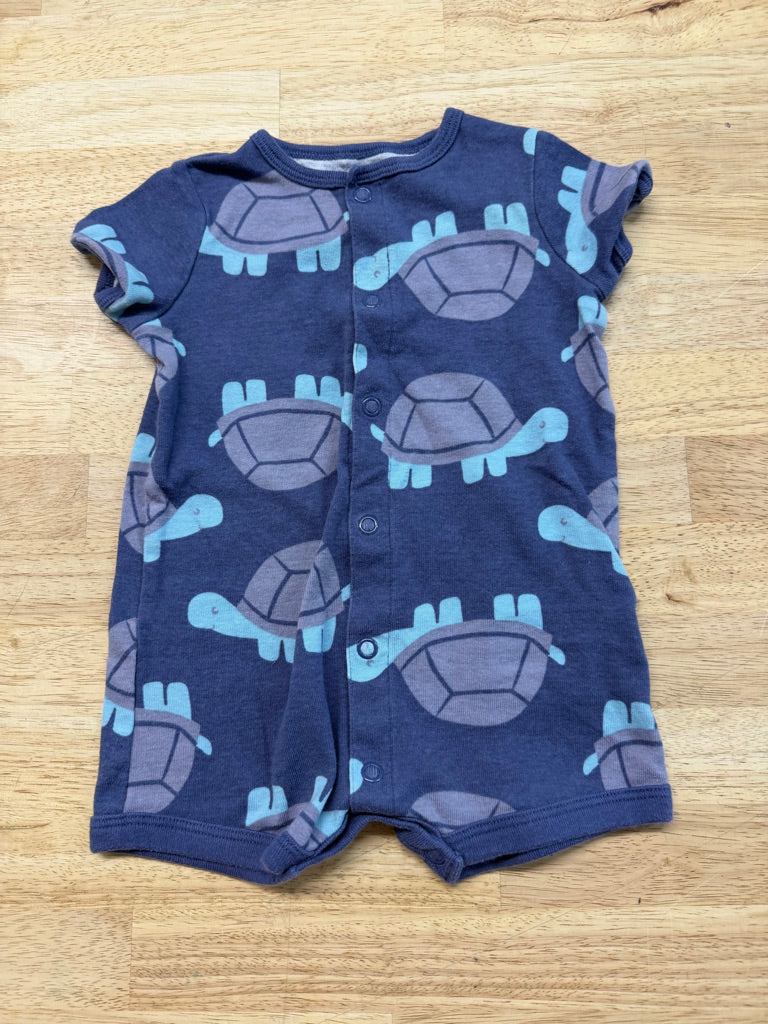 Carter's Short Romper Sleeper – 6M | Turtle Print Snap Short Sleeve & Leg