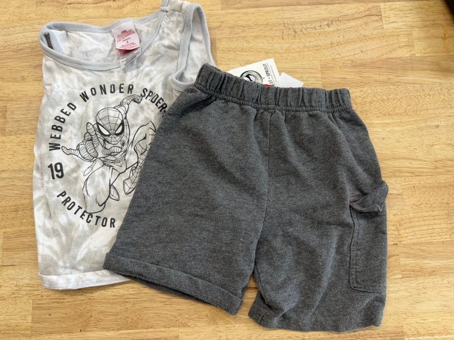Marvel Spider - Man Shorts & Tank Top Set Grey | Size 4 - Nest and Sprout - Consignment