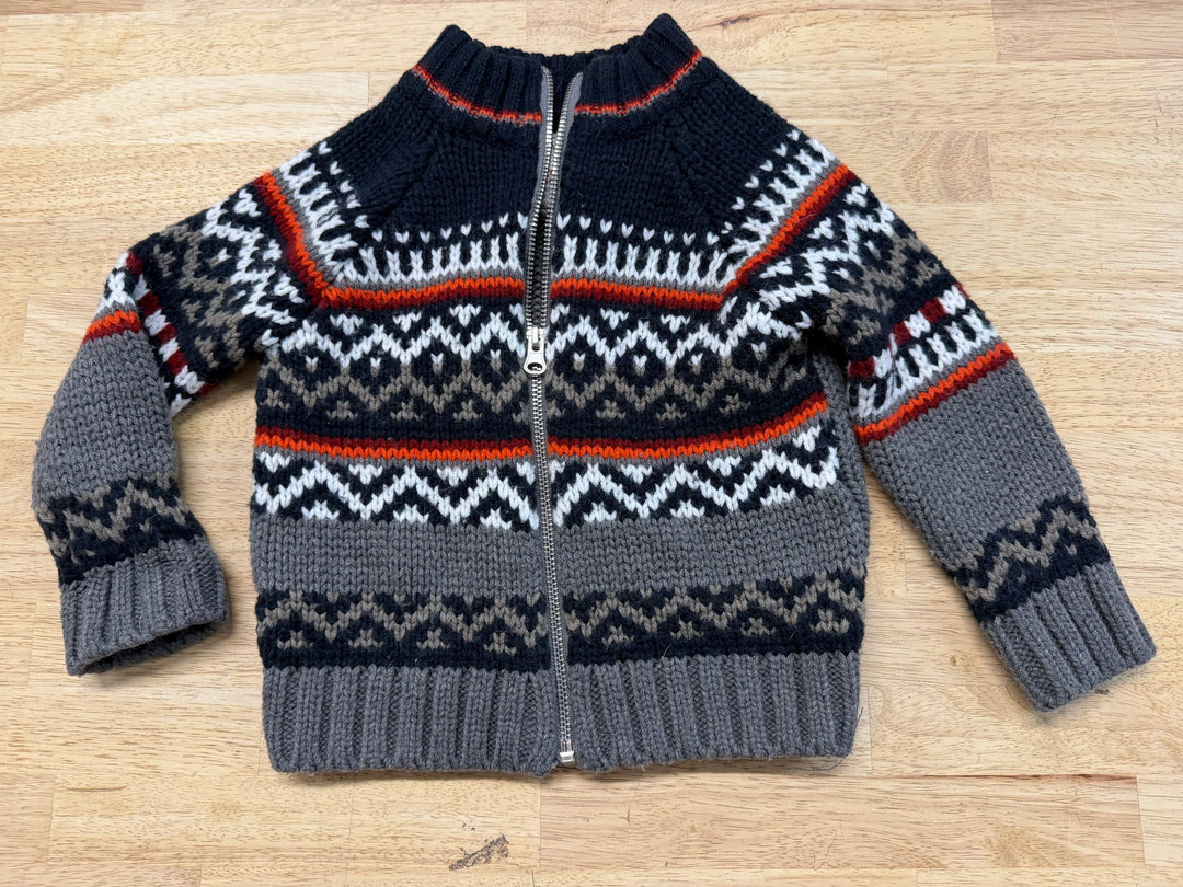 Nevada Zip-Up Collar Knit Cardigan – 3 | Grey & Blue