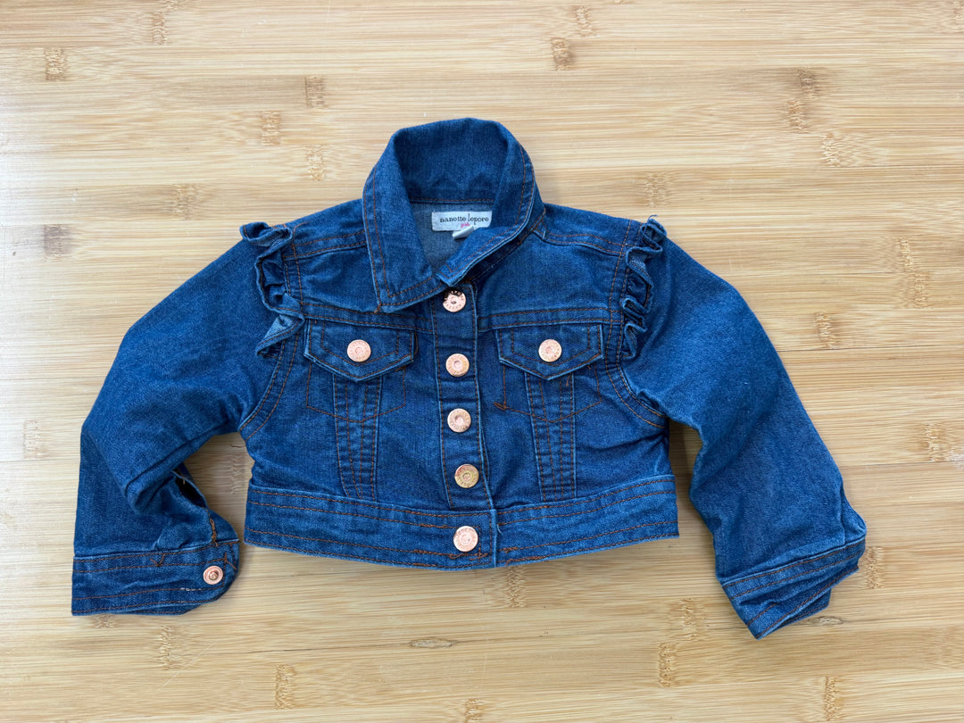 Nanette Lepore Girls LDenim Jacket – 12M | Medium Wash Ruffle