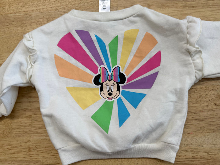 Disney Baby Sweatshirt – 3–6M | Cream, Minnie Mouse & Rainbow Bow