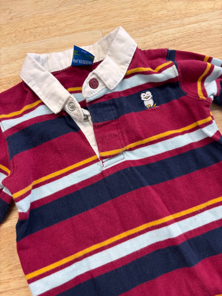 Please Mum Bodysuit – 6 Months Red & Navy Stripe