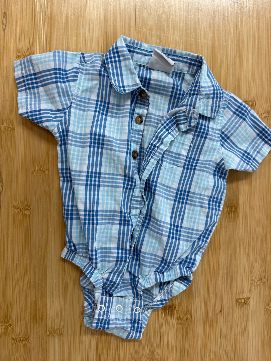 Wrangler Bodysuit – 12 Months | Blue Plaid | Short Sleeve | Snap