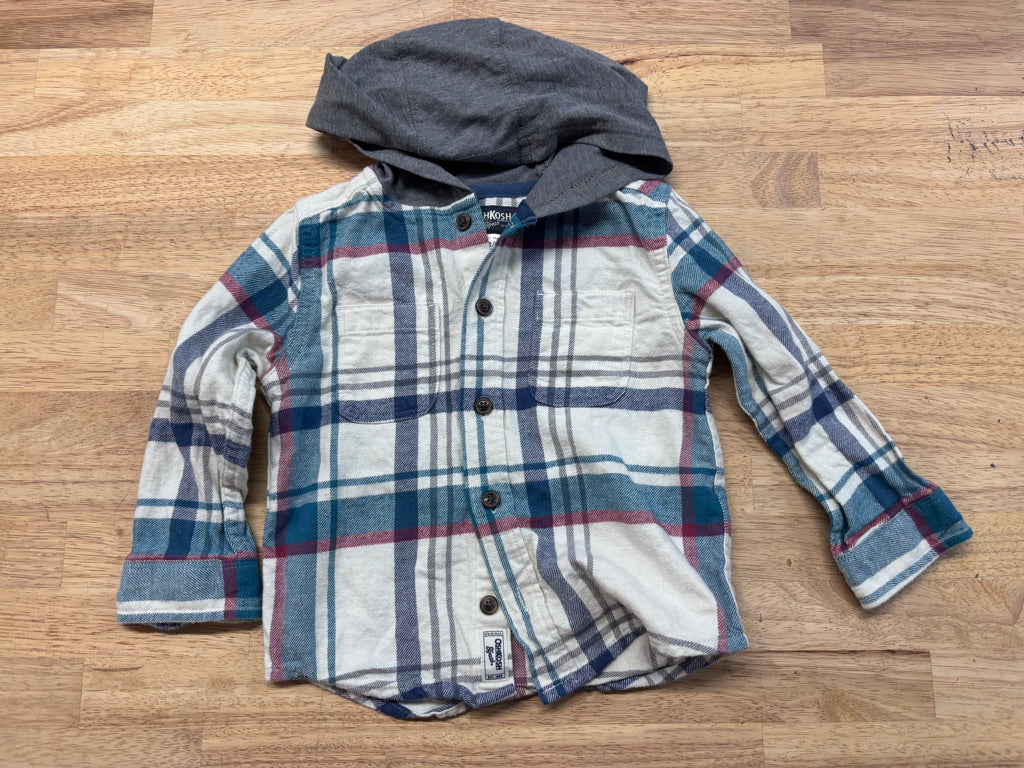 OshKosh Hooded Plaid Flannel Shirt – 2T