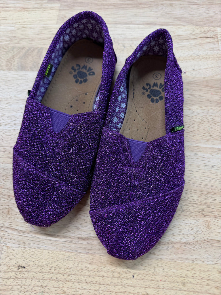 Dawgs Canvas Shoe – Junior 3 | Purple Sequin | Flat