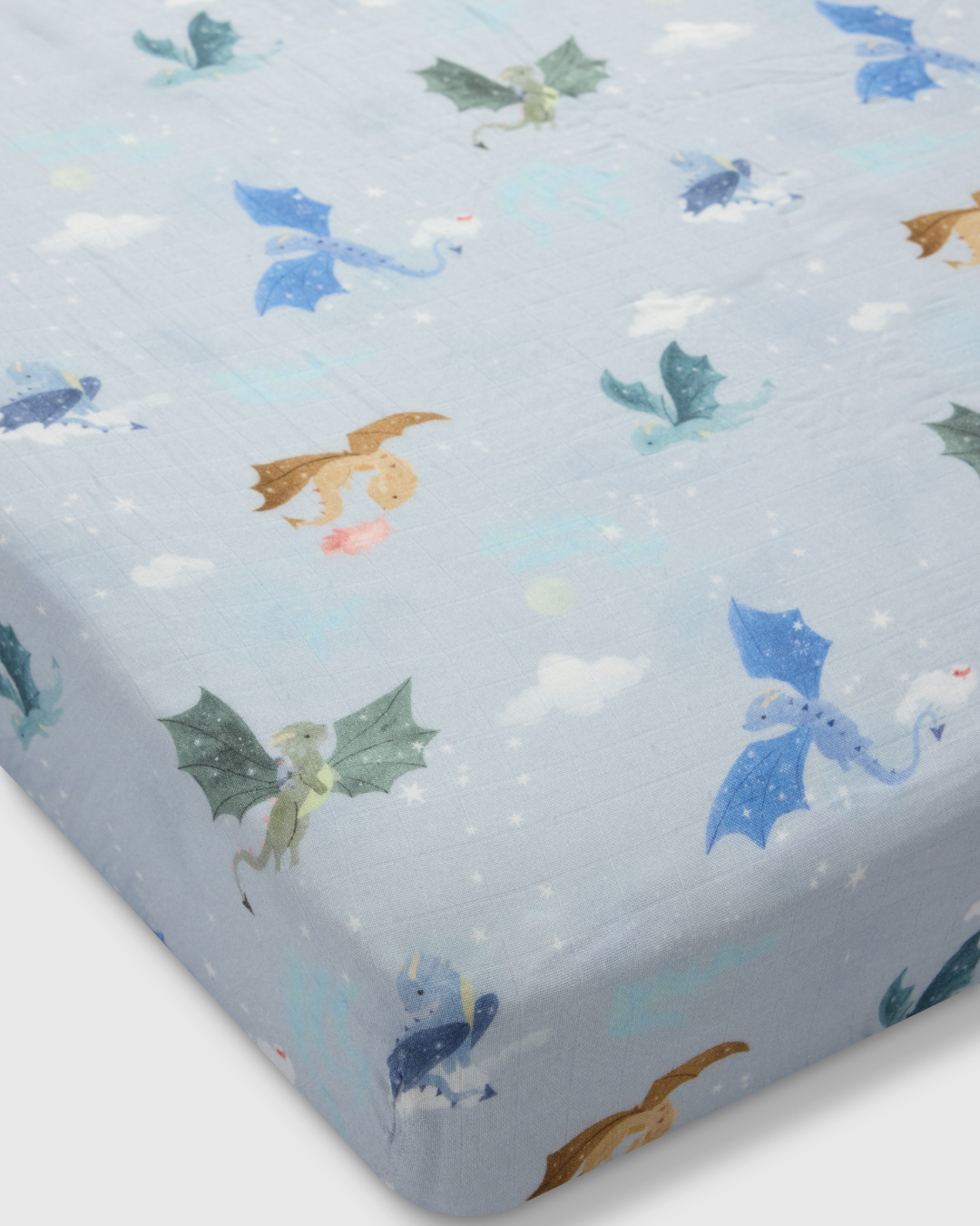 Muslin Fitted Crib Sheet - Magical Dragons