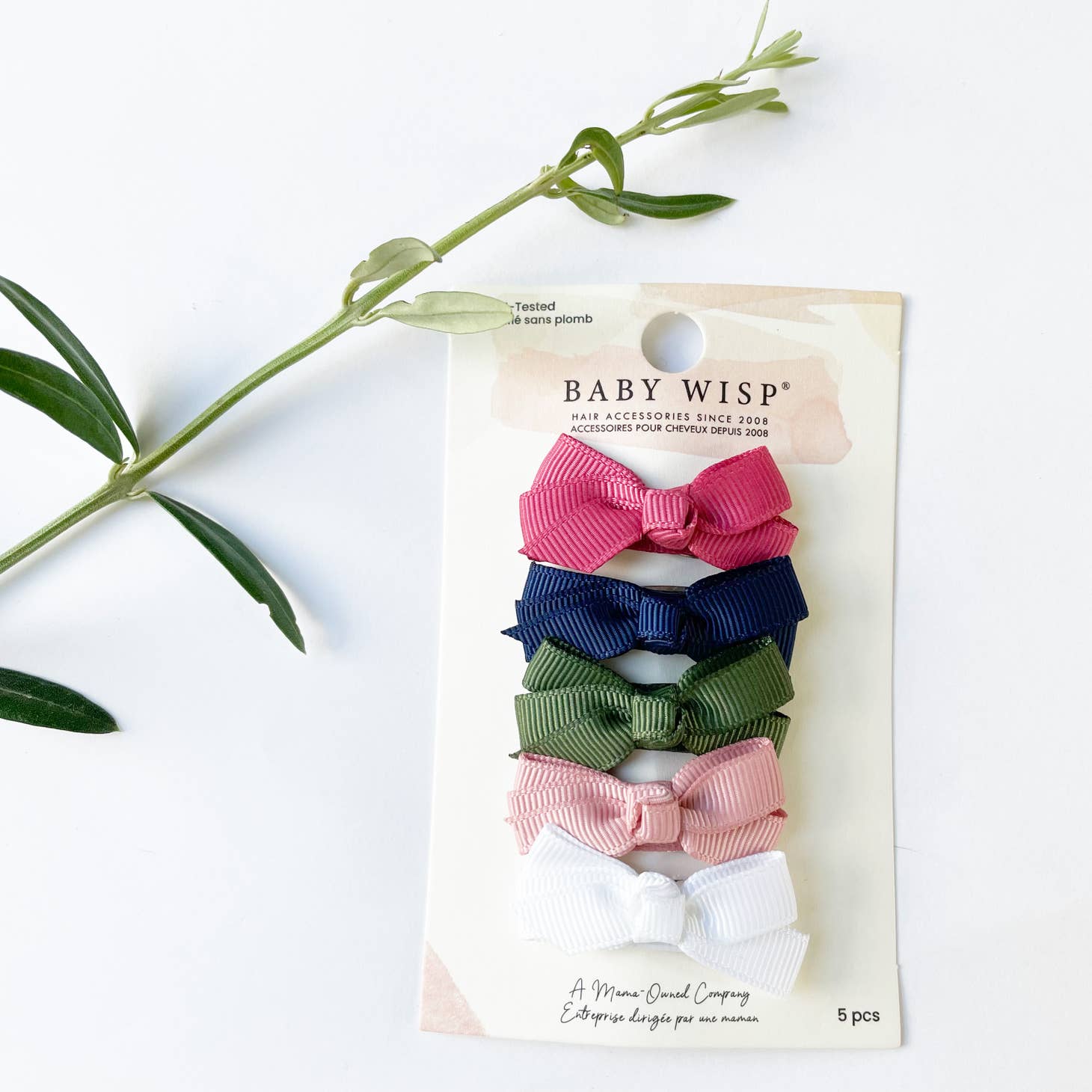 Chelsea Boutique Grosgrain Bows on Snap Clips | 5 Piece - Nest and Sprout - Baby Wisp