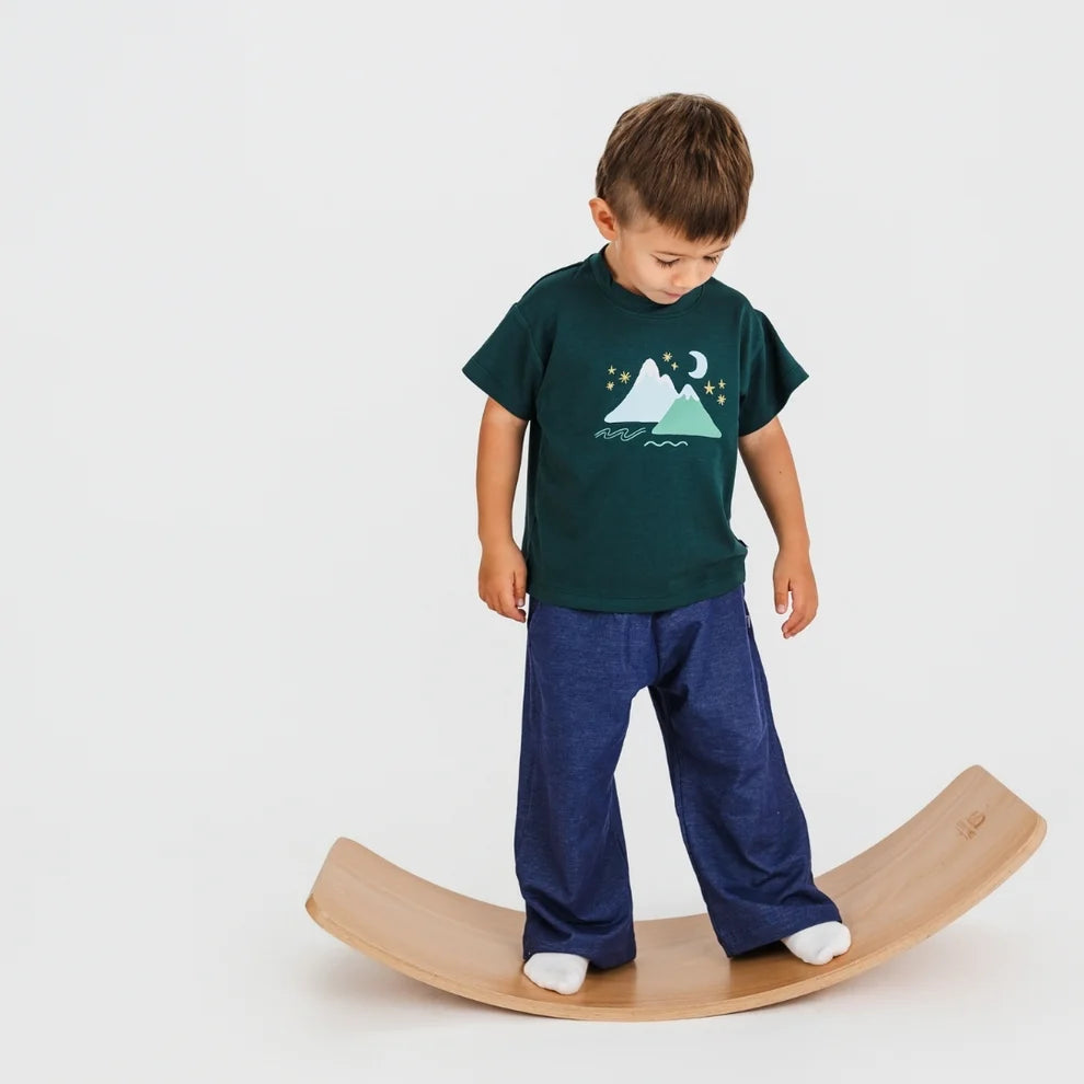 Little & Lively Youth Bamboo Graphic Boxy T-Shirt – Mountain Moon on Juniper