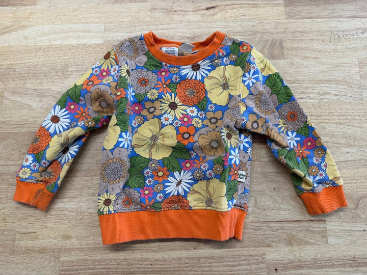 Goldie + Ace Floral Sweatshirt Orange | Size 2T play - Nest and Sprout - Consignment