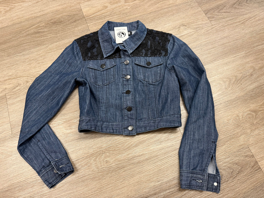 XXI Premium Denim Lightweight Jacket Small | Dark Denim | Lace Overlay