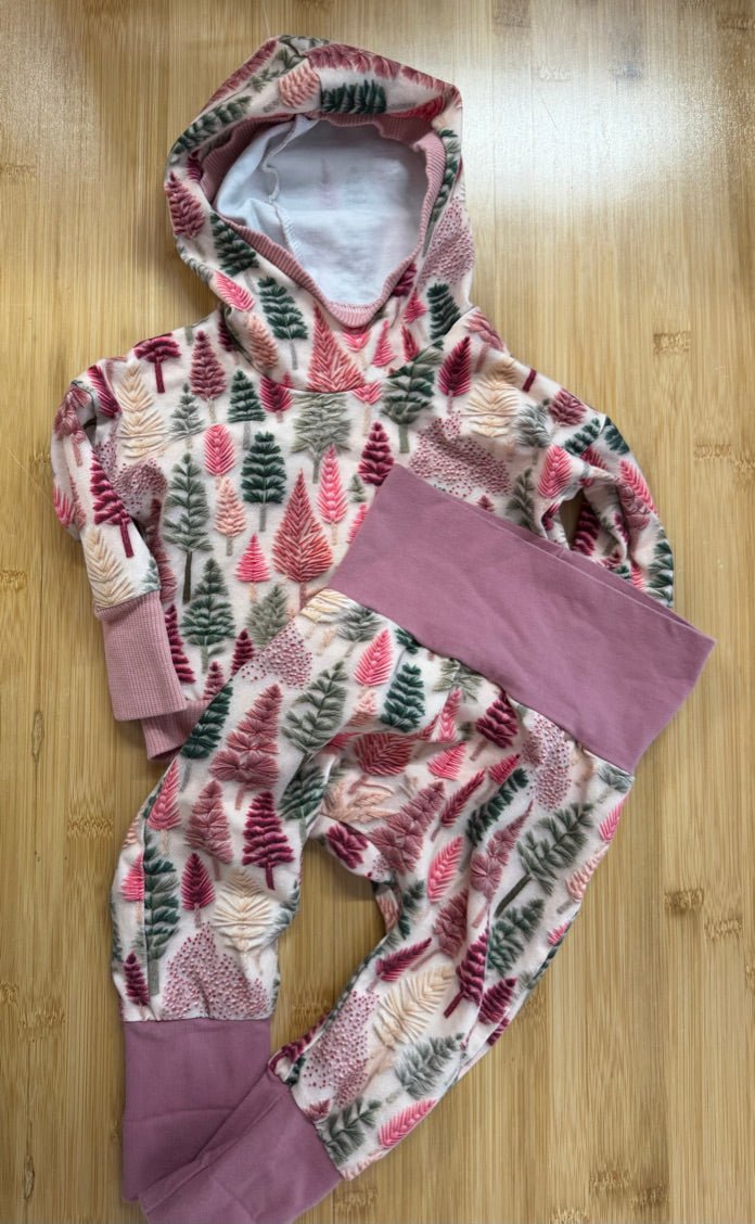 Gro by Zoe Embroidered Tree Hoodie & Pants – 3–12M | Lightweight Grow With Me - Nest and Sprout-Consignment
