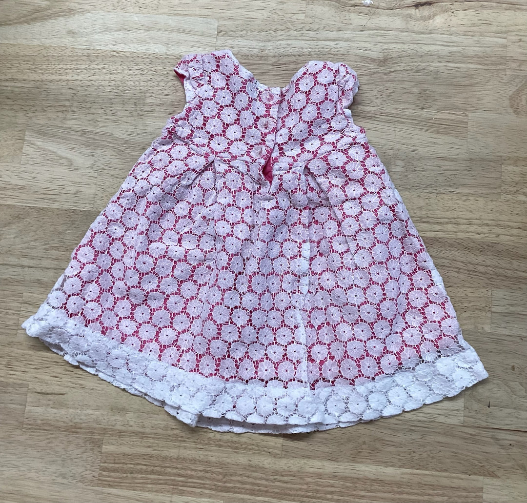 Old Navy 3–6M Dress – Pink with White Lace Overlay