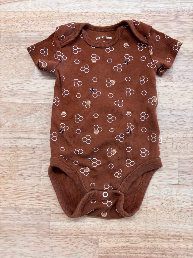 Petit Lem Bodysuit – 3 Months Brown Honeycomb