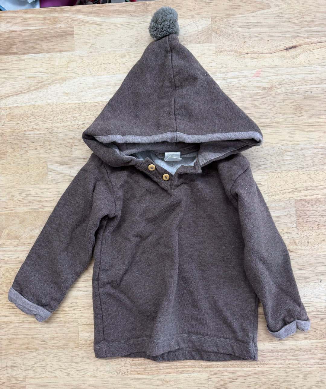 H&M Hoodie – 12 Months | Brown | Pointed Hood with Pom
