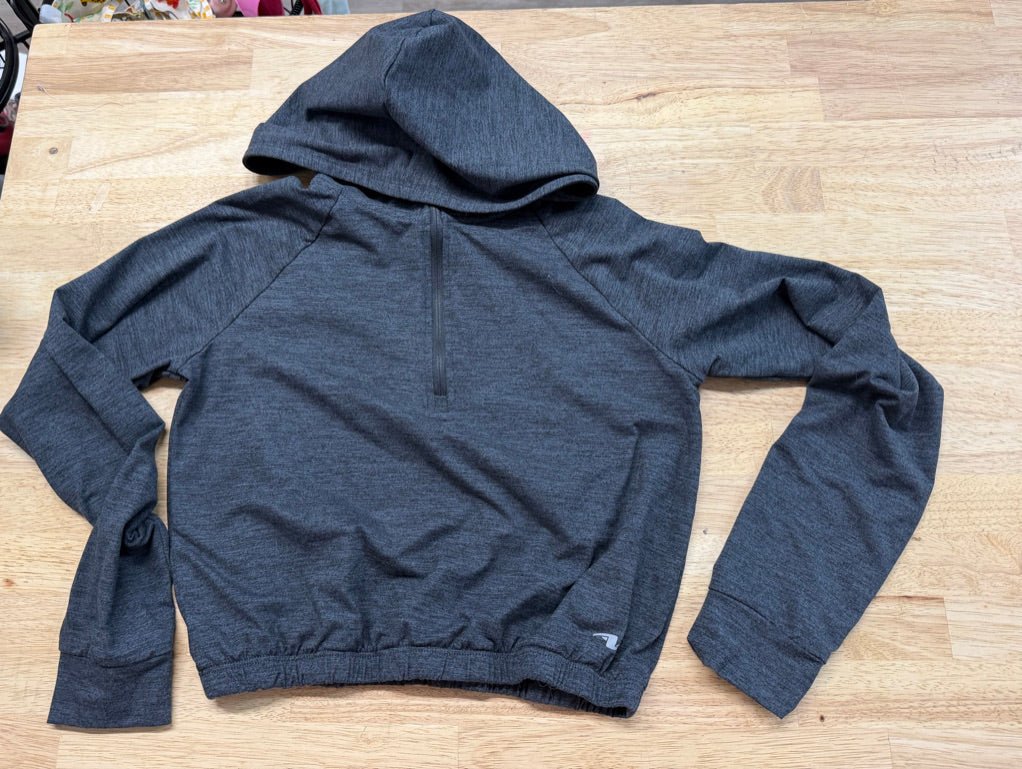 Athletic Works Crop Hoodie – 10-12 | Charcoal | Quarter Zip - Nest and Sprout-Consignment
