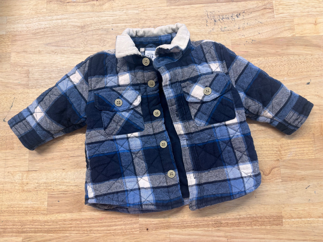 Gap Quilted Blue Plaid Jacket 6-12M