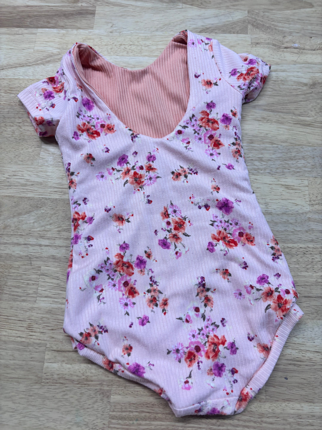 Vi & Jax 2/3Y Ribbed Floral Leotard Bodysuit