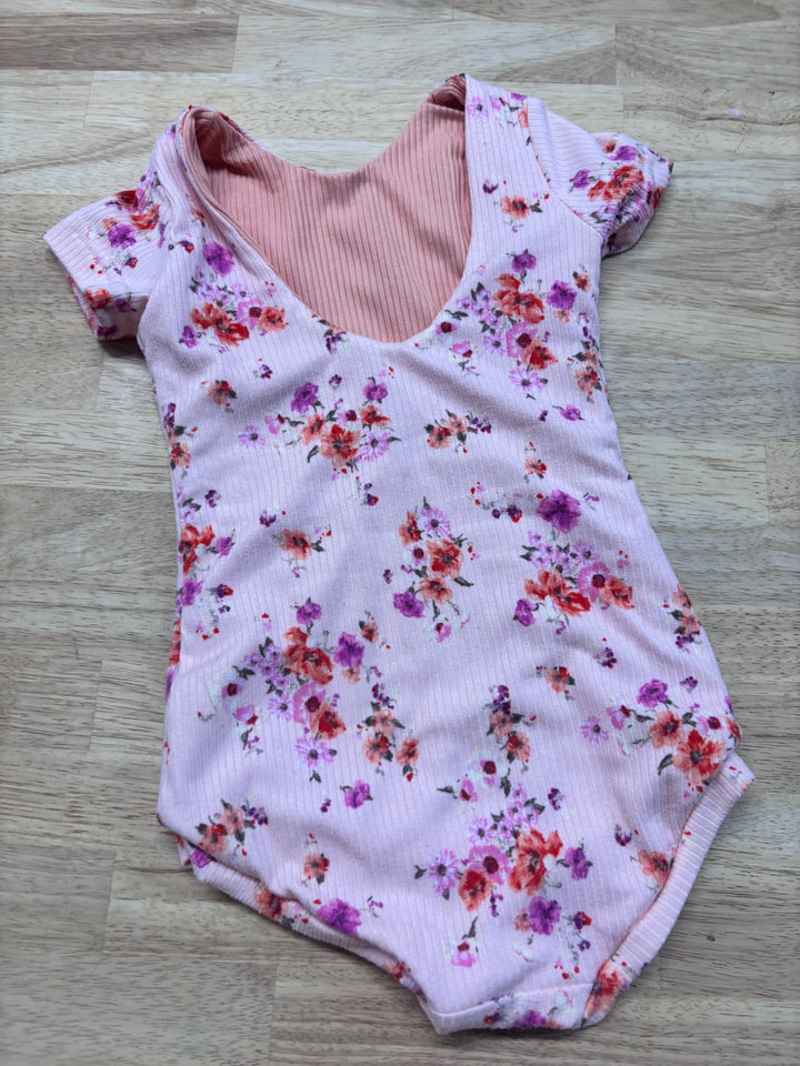 Vi & Jax 2/3Y Ribbed Floral Leotard Bodysuit