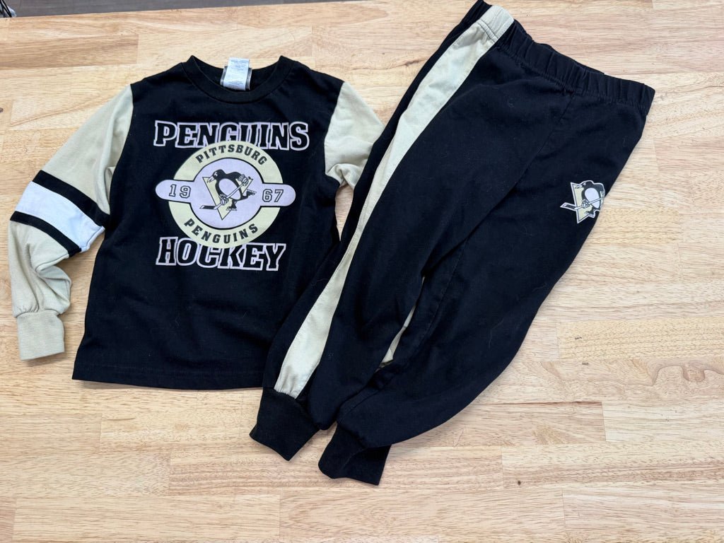 NHL Pittsburgh Penguins Two-Piece PJ Set – 4 | Yellow & Black | Play - Nest and Sprout-Consignment