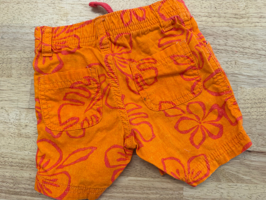 Old Navy Shorts – 3–6M | Orange & Red Tropical Print