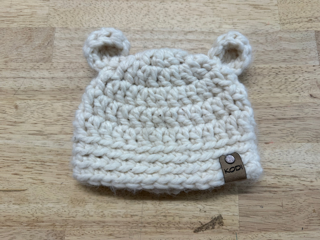 Kodi Bear Knit Bear Ear Hat – One Size | White