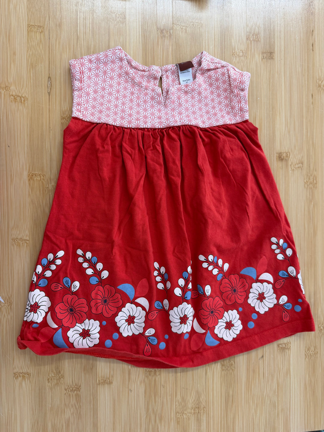 Tea Collection Red Patterned Bodice Floral Hem Tunic – 3