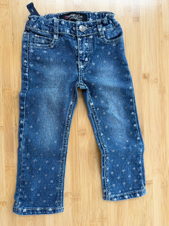 Freestyle Revolution Jeans – 2T | Medium Wash Silver Heart Allover
