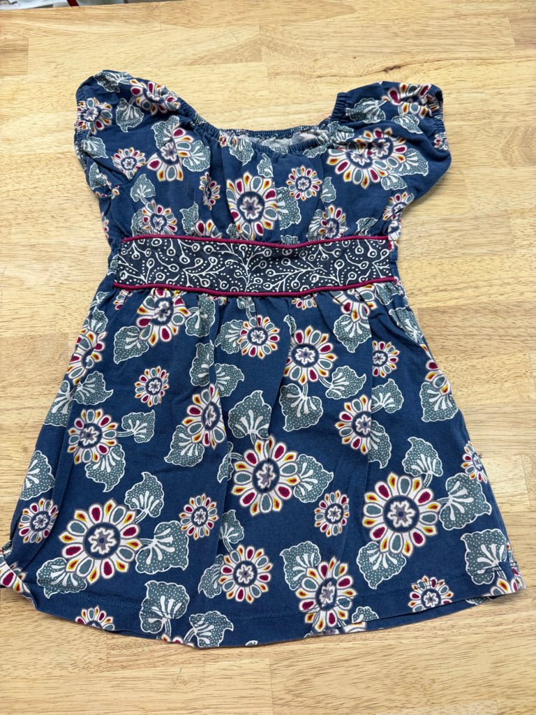 Tea Collection Blue Geometric Faux Belt Dress – 18–24M - Nest and Sprout-Consignment