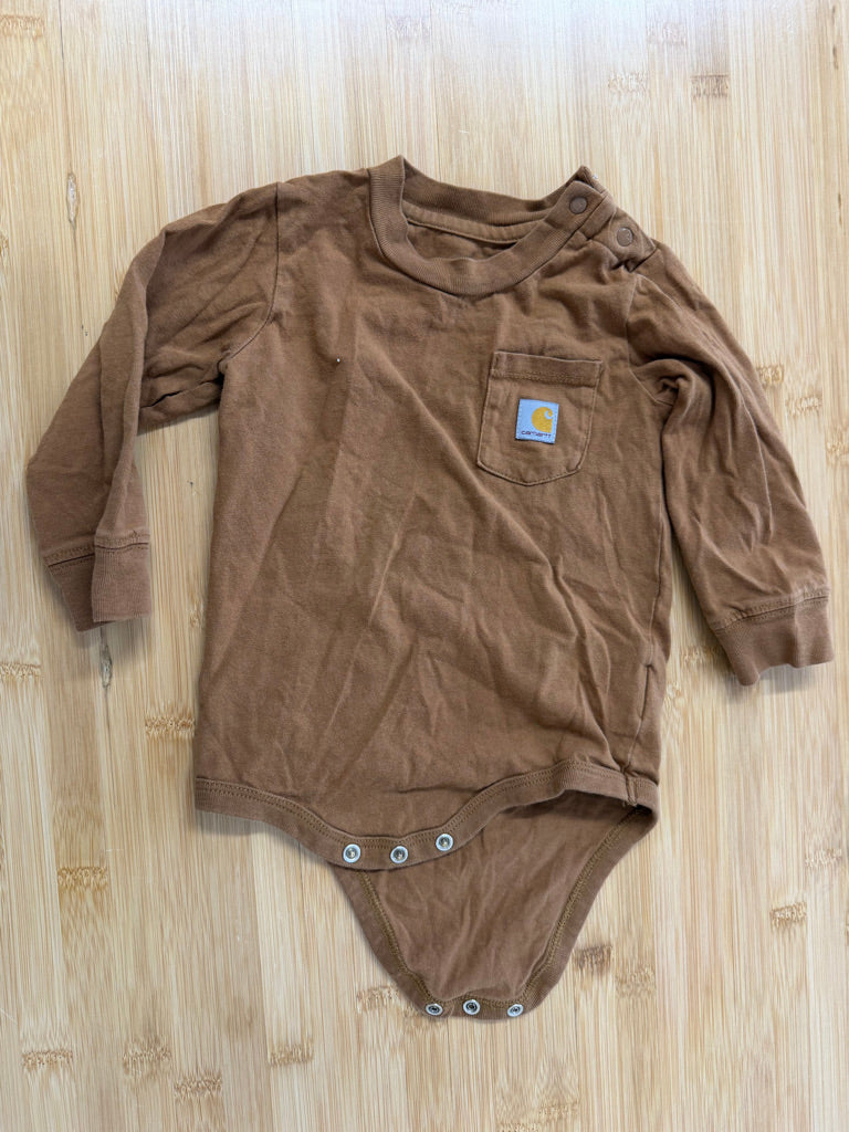 Carhartt Long Sleeve Pocket Bodysuit – 12M | Caramel