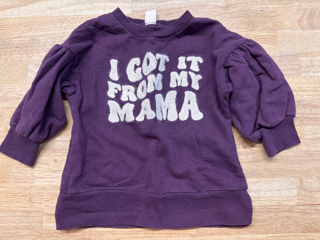 PL Baby Eggplant Sweatshirt “I Get It From My MAMA” 12M