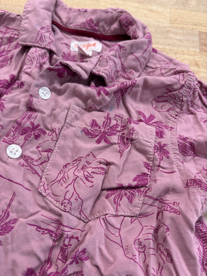 Cat & Jack Button-Up – Size XS (4/5Y, Dinosaur Print) imperfect