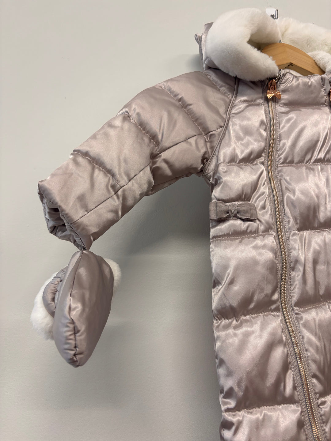 Baker Snowsuit – Size 6-9M Metallic Rose Gold