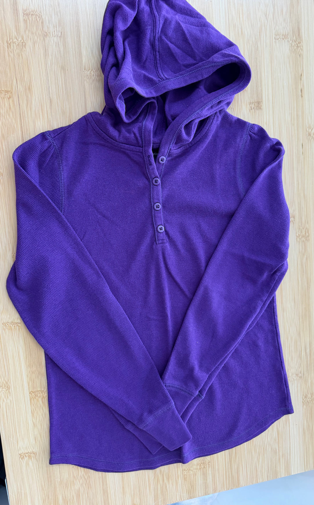 Gap Kids Waffle Knit Hooded Henley – XL (12Y) | Purple