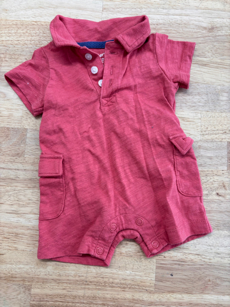 Carter’s Polo Romper – NB (Red)