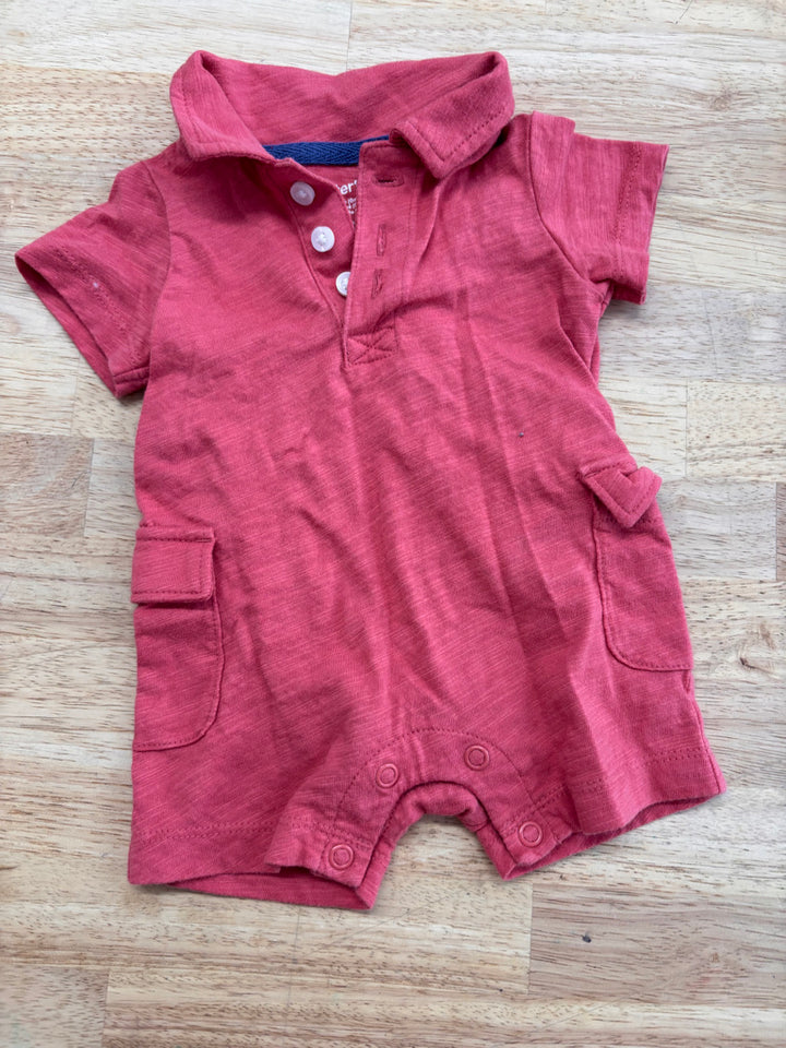 Carter’s Polo Romper – NB (Red)