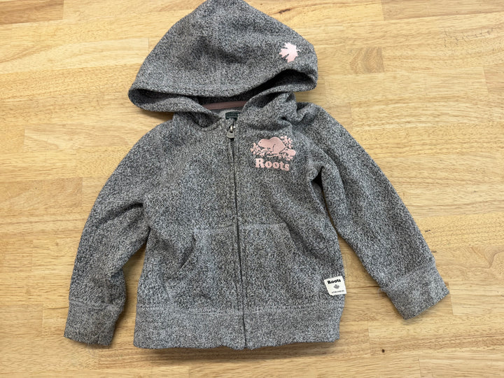 Baby Roots Heathered Zip-Up Sweater – 12–18M | Pink Logo