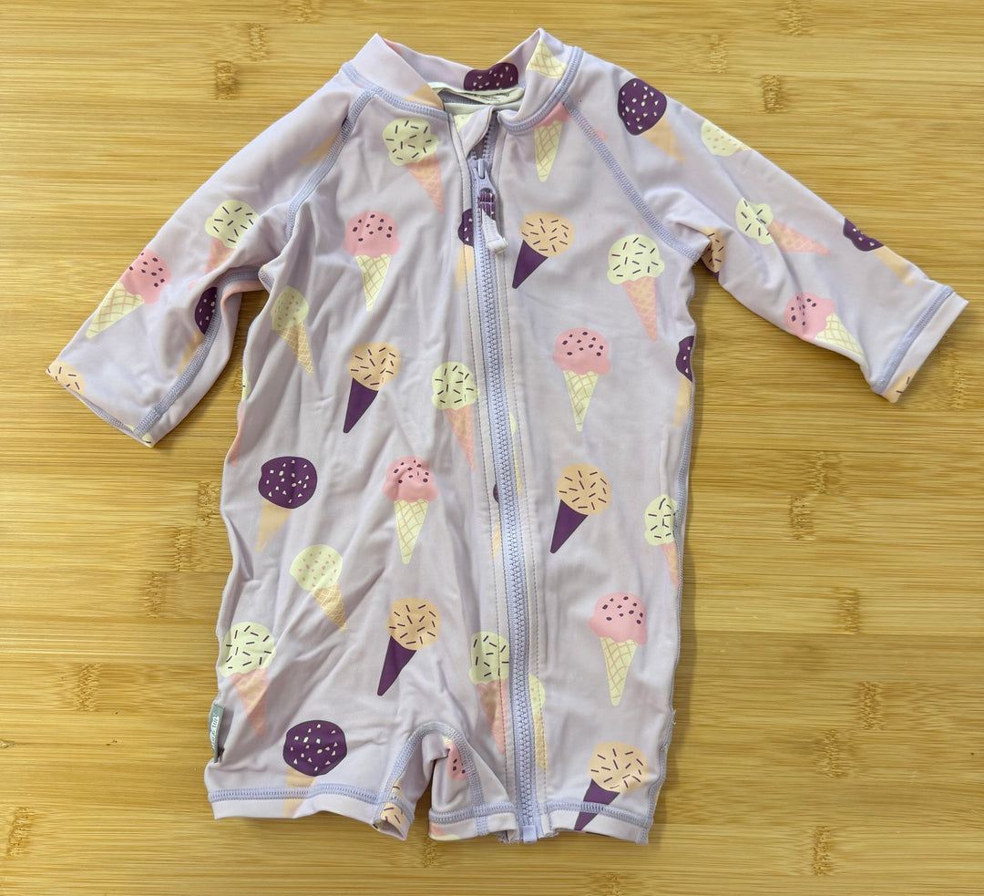 Jan & Jul Sunsuit – 6–12M | Purple Ice Cream Print | Play