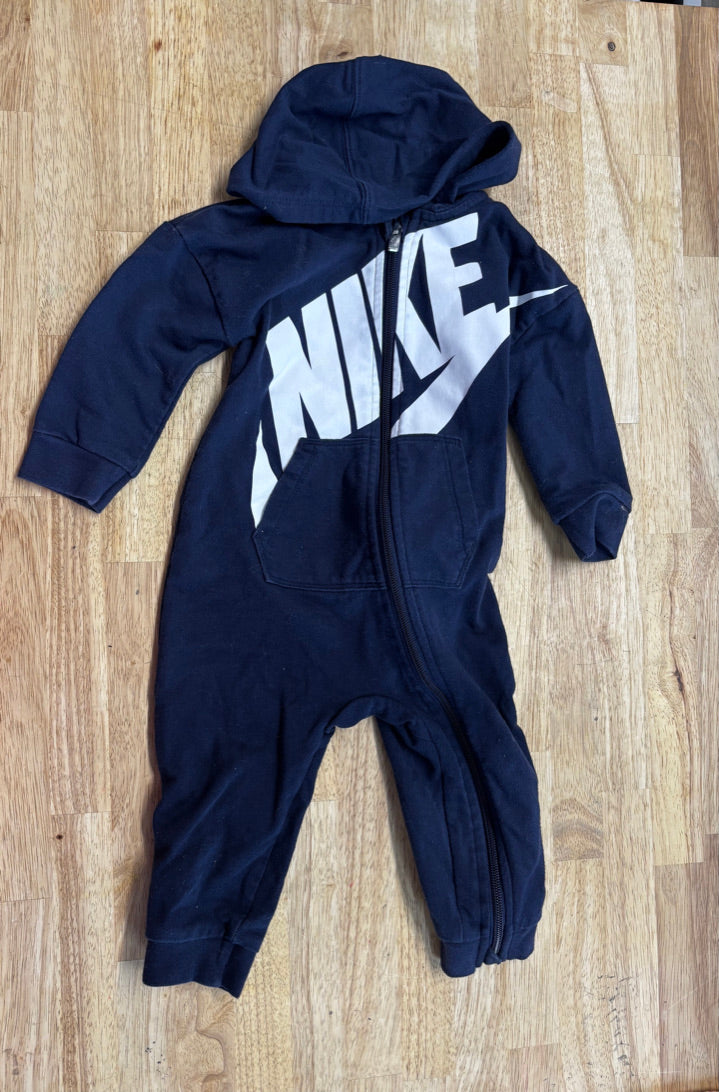 Nike Hooded Zip Romper Navy | Size 18M