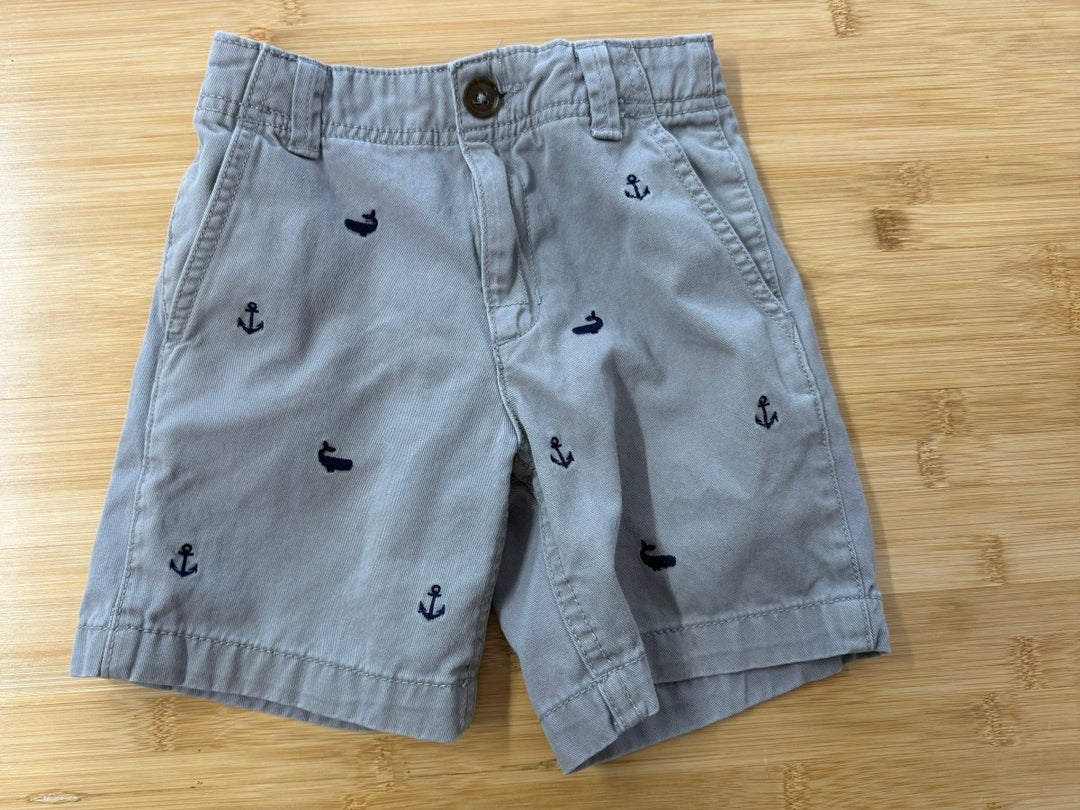Carter's Denim Shorts – 4T | Light Grey Anchor & Whale Embroidered - Nest and Sprout-Consignment