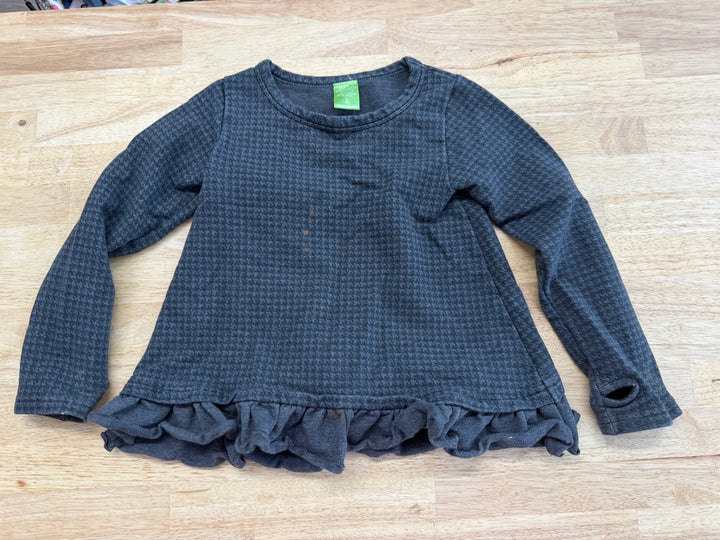 Peekaboo Beans Houndstooth Long Sleeve Shirt – 4 | Ruffle Peplum Bottom