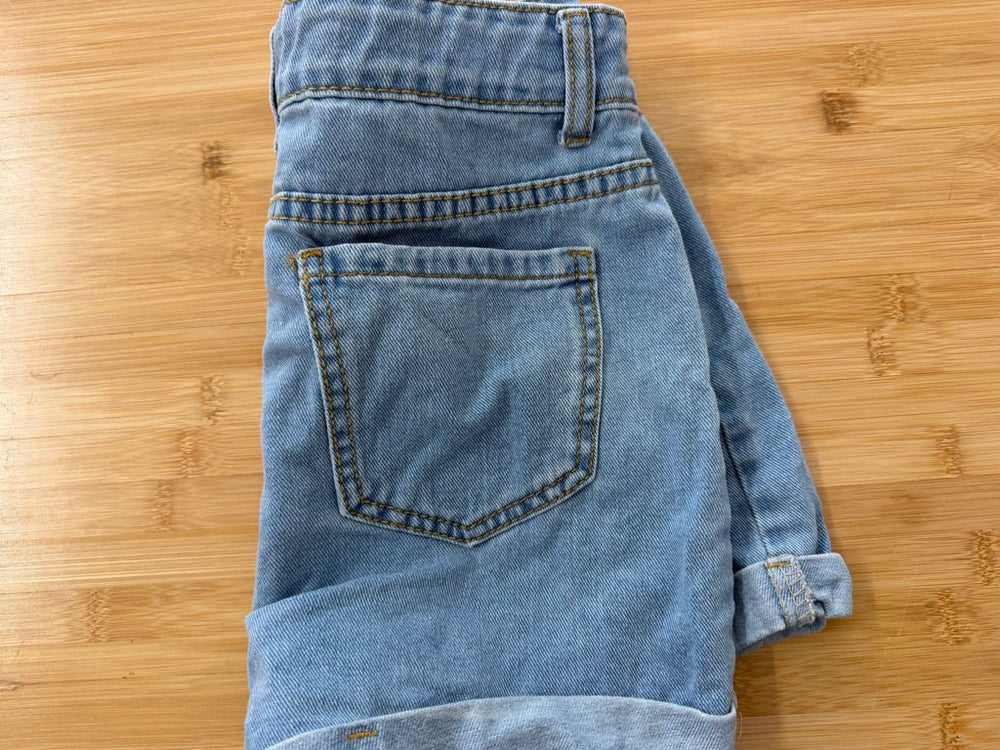 Shein Embroidered Denim Shorts – 14Y | Flower Rolled Edge - Nest and Sprout-Consignment
