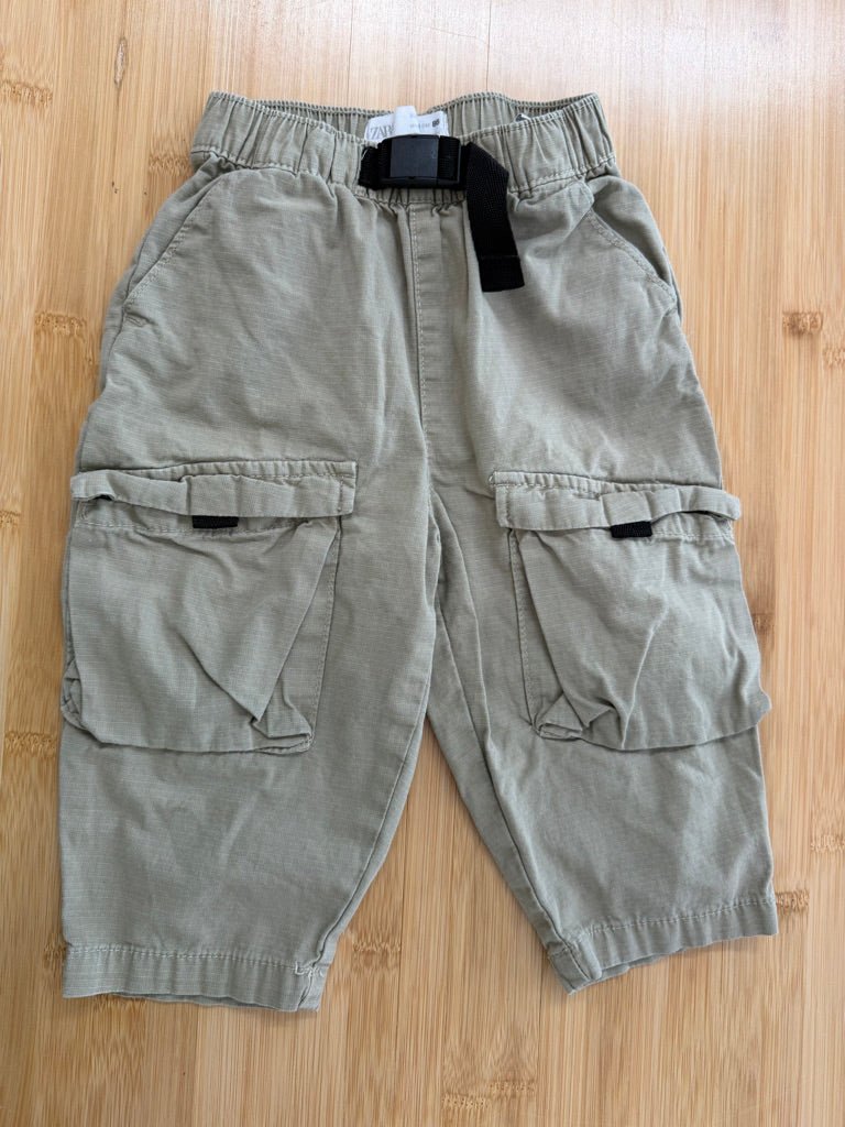Zara Cargo Outerwear Pants – 12–18M | Snap Belt - Nest and Sprout-Consignment