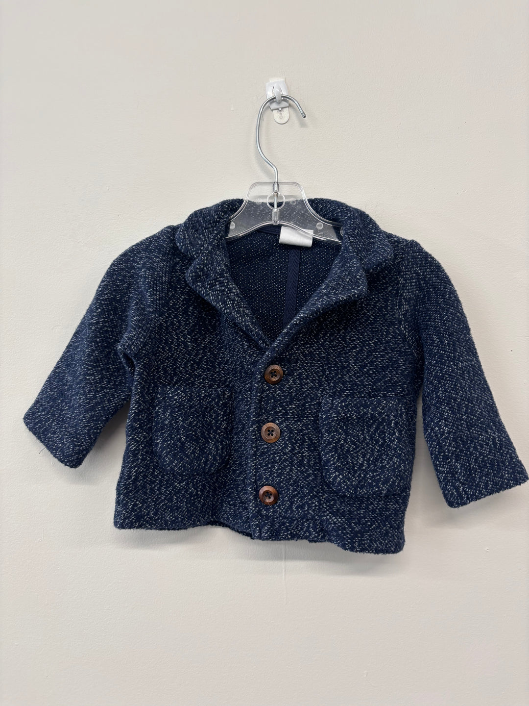 Zara Cardigan, Size 9-12 Months, Navy Blue with Wood Buttons Clearance