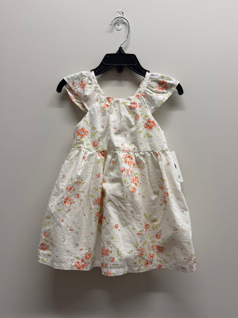 Carter's Cotton Dress – 12M | Cream Pink Floral Lined 100% Cotton - Nest and Sprout-Consignment
