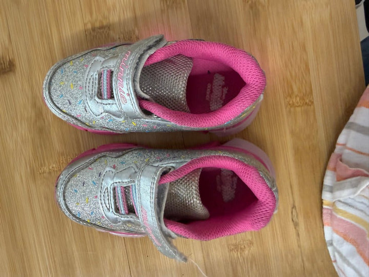 Disney Mickey Mouse Velcro Runners – 8 | Silver Sparkle Pink Highlights - Nest and Sprout-Consignment