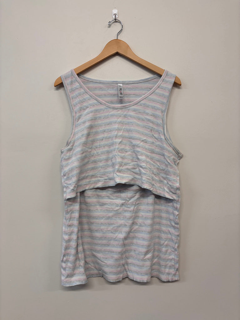 Latched Mama Ribbed Tank – Size 1X Pink/Blue/Grey Stripe
